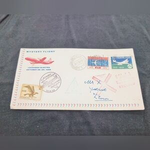 Vintage Airmail Envelope KLM Mystery Flight Amsterdam To Istanbul with Stamps